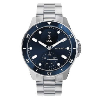 Withings - Montre Homme connectée Nova Blue avec bracelet en acier - Ref WSWNBLUE