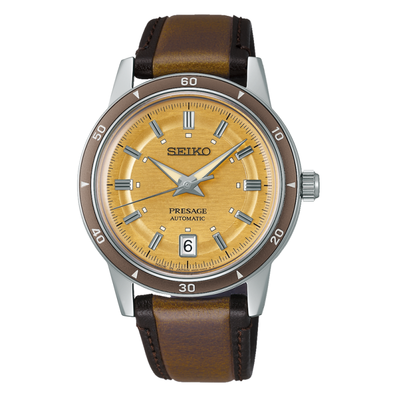 SEIKO - Montre Homme Style 60's jaune - Ref SRPL75J1